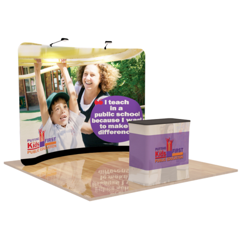 10ft Curved Tension Fabric Display & Podium - FREE SHIPPING